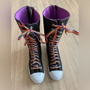 DISNEY Shake it Up Knee High Sneakers Rainbow Laces. Size 6